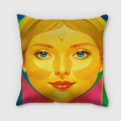 Подушка квадратная Девушка желтоликая, цвет: 3D-принт