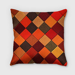 Подушка квадратная Шахматка красно-коричневая
