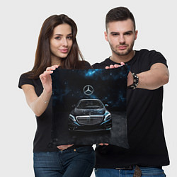 Подушка квадратная Mercedes Benz space background, цвет: 3D-принт — фото 2