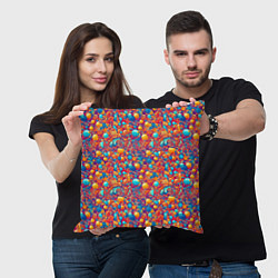 Подушка квадратная Разноцветные пузырики узор, цвет: 3D-принт — фото 2