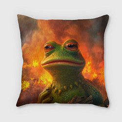 Подушка квадратная Пепе в огне, цвет: 3D-принт
