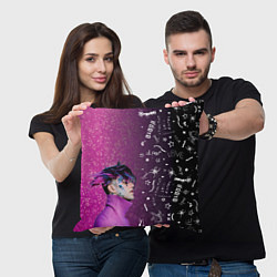 Подушка квадратная Лил Пип тату фиолетовый, цвет: 3D-принт — фото 2