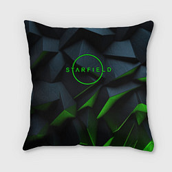 Подушка квадратная Starfield black green logo, цвет: 3D-принт