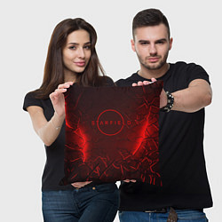 Подушка квадратная Starfield red logo, цвет: 3D-принт — фото 2