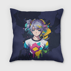 Подушка квадратная Аниме с фиолетовыми волосами