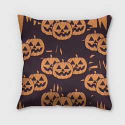 Подушка квадратная Фонарь джек в грандж стиле halloween тыква cartoon
