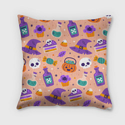 Подушка квадратная Halloween skulls pattern, цвет: 3D-принт