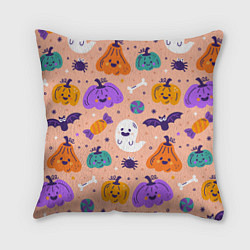 Подушка квадратная Halloween - pumpkins and ghosts