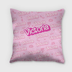 Подушка квадратная Виктория - паттерн Барби розовый, цвет: 3D-принт