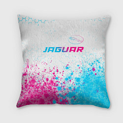 Подушка квадратная Jaguar neon gradient style: символ сверху