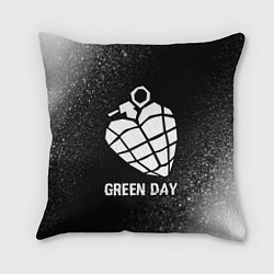 Подушка квадратная Green Day glitch на темном фоне