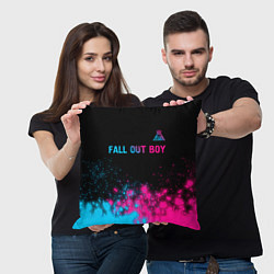 Подушка квадратная Fall Out Boy - neon gradient: символ сверху, цвет: 3D-принт — фото 2