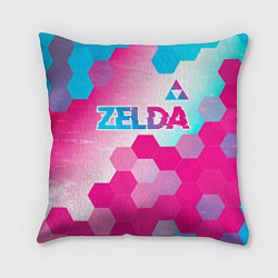 Подушка квадратная Zelda neon gradient style: символ сверху