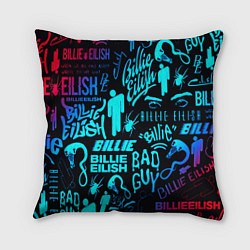 Подушка квадратная Billie Eilish neon pattern, цвет: 3D-принт