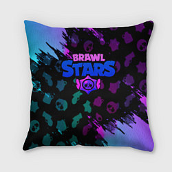 Подушка квадратная Brawl stars neon logo