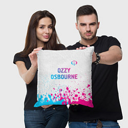 Подушка квадратная Ozzy Osbourne neon gradient style: символ сверху, цвет: 3D-принт — фото 2