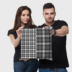 Подушка квадратная Черно-белый паттерн клетка, цвет: 3D-принт — фото 2