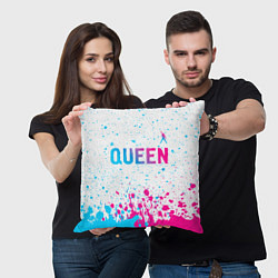 Подушка квадратная Queen neon gradient style: символ сверху, цвет: 3D-принт — фото 2