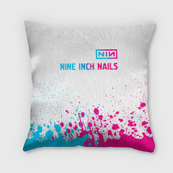 Подушка квадратная Nine Inch Nails neon gradient style: символ сверху, цвет: 3D-принт