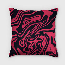 Подушка квадратная Абстракция чёрно-розовый