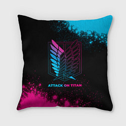 Подушка квадратная Attack on Titan - neon gradient