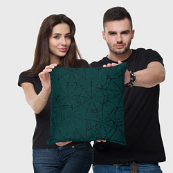 Подушка квадратная Паутина тёмно-зелёный, цвет: 3D-принт — фото 2
