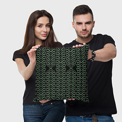 Подушка квадратная Неоновая кибер-кольчуга зелёная, цвет: 3D-принт — фото 2