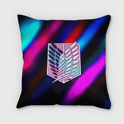 Подушка квадратная Attack on Titan stripes neon