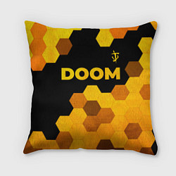 Подушка квадратная Doom - gold gradient: символ сверху, цвет: 3D-принт