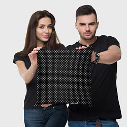 Подушка квадратная В мелкий горошек на черном фоне, цвет: 3D-принт — фото 2