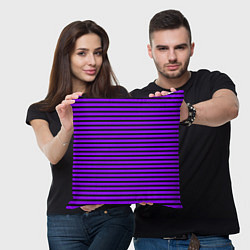 Подушка квадратная Фиолетовый в чёрную полоску, цвет: 3D-принт — фото 2