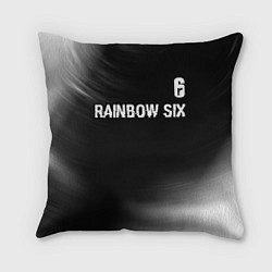 Подушка квадратная Rainbow Six glitch на темном фоне: символ сверху