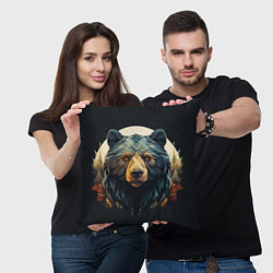 Подушка квадратная Арт осенний медведь, цвет: 3D-принт — фото 2