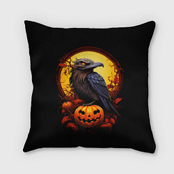Подушка квадратная Halloween - ворон и тыква