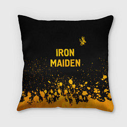Подушка квадратная Iron Maiden - gold gradient: символ сверху