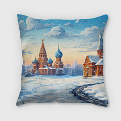 Подушка квадратная Российская зима, цвет: 3D-принт