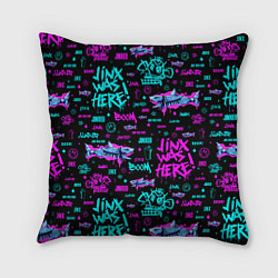 Подушка квадратная Jinx Arcane pattern neon