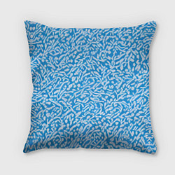 Подушка квадратная Белые узоры на синем фоне, цвет: 3D-принт