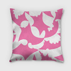 Подушка квадратная Бело-розовая абстрактная композиция