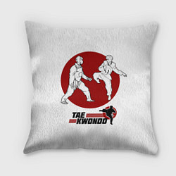 Подушка квадратная Бойцы тхэквондо, цвет: 3D-принт