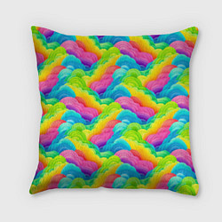 Подушка квадратная Разноцветные облака из бумаги паттерн, цвет: 3D-принт
