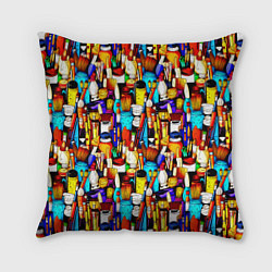 Подушка квадратная Кисти и краски художника, цвет: 3D-принт