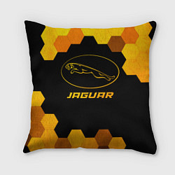 Подушка квадратная Jaguar - gold gradient, цвет: 3D-принт