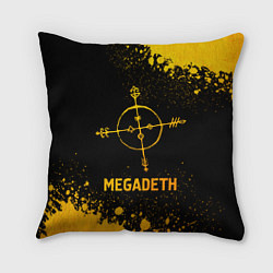 Подушка квадратная Megadeth - gold gradient, цвет: 3D-принт