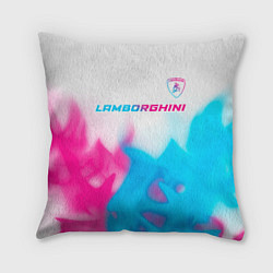 Подушка квадратная Lamborghini neon gradient style посередине