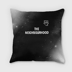 Подушка квадратная The Neighbourhood glitch на темном фоне посередине