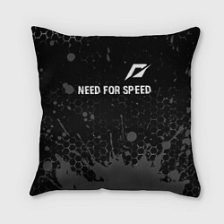 Подушка квадратная Need for Speed glitch на темном фоне посередине