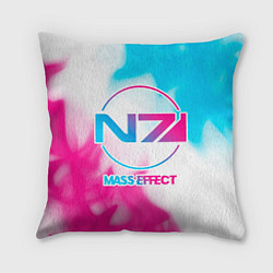 Подушка квадратная Mass Effect neon gradient style