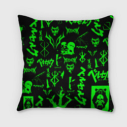 Подушка квадратная Berserk neon green, цвет: 3D-принт