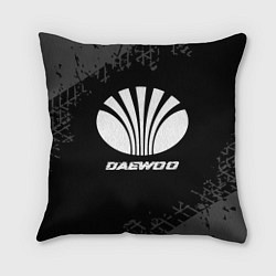 Подушка квадратная Daewoo speed на темном фоне со следами шин, цвет: 3D-принт